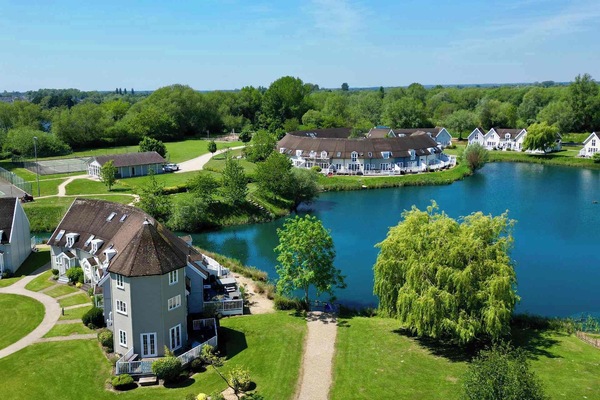 Pepperpot Lodge in foreground with Isis Lake behind