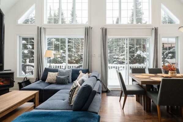 TV, fireplace, offices