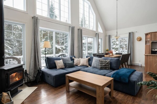 TV, fireplace, offices