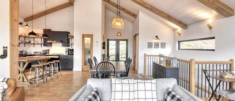 TV, fireplace, table football, books