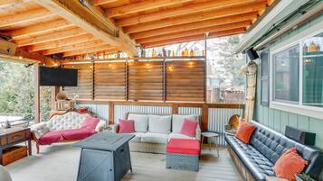 TV, fireplace, DVD player, books