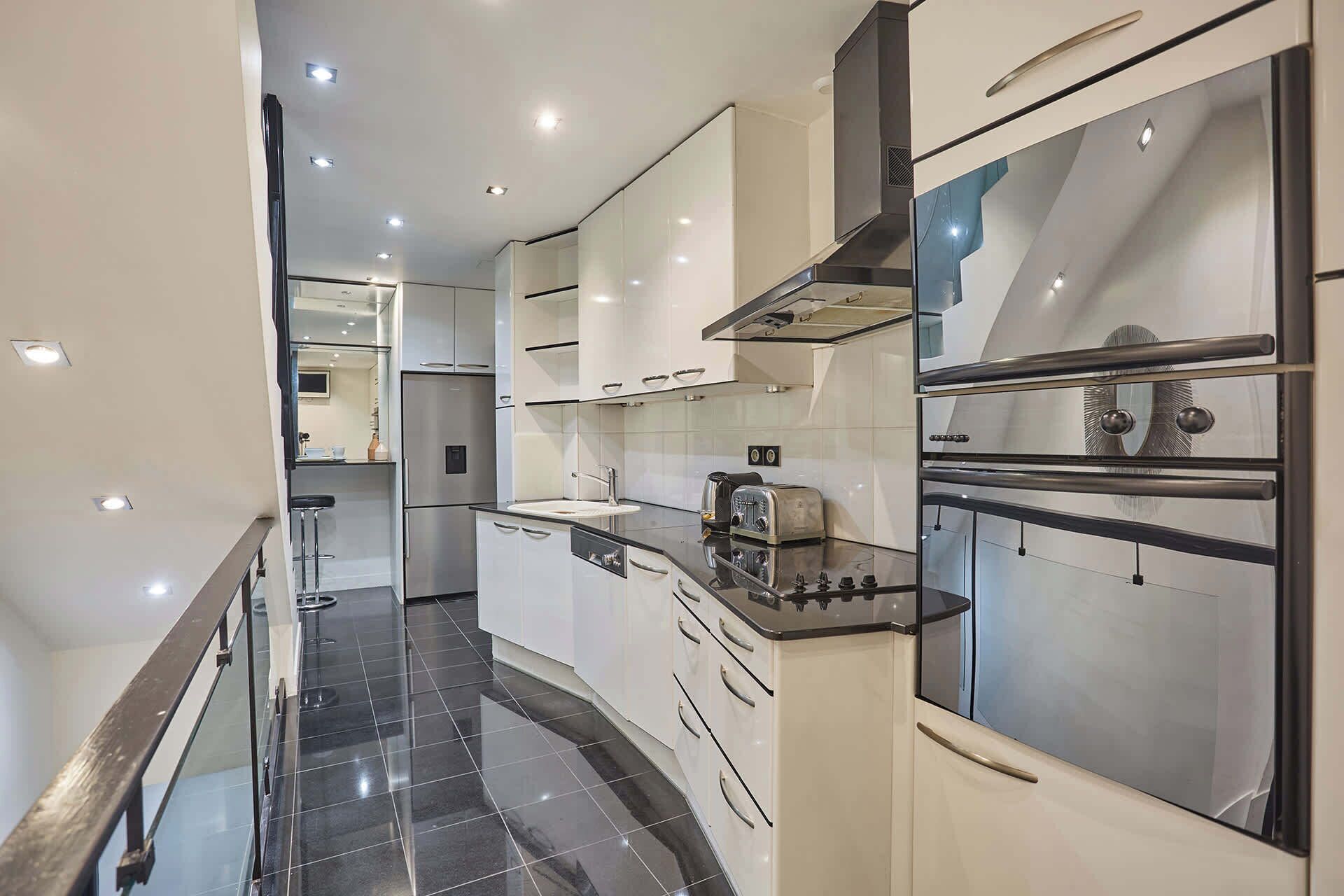 Fridge, microwave, oven, dishwasher