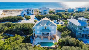 A large estate with multiple buildings, a swimming pool, and a beach view. - Kiva Dunes Luxury Retreat | Private Pool | Gulf Views (Gulf Shores)
