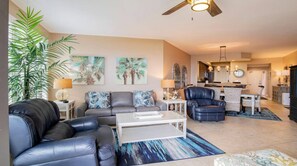 Condo, Multiple Beds (Seachase 103E) | Living area | TV - Seachase 103e (Orange Beach)