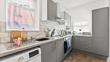 Fridge, microwave, oven, toaster