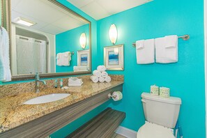 Hair dryer, towels, soap, shampoo - Beautiful Oceanfront Studio with LED Fireplace- Caravelle 712 (Myrtle Beach)