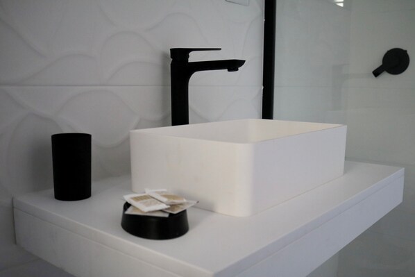 Regadera, secadora de cabello, bidet, toallas 
