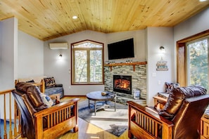 Smart TV, fireplace, ping pong, books
