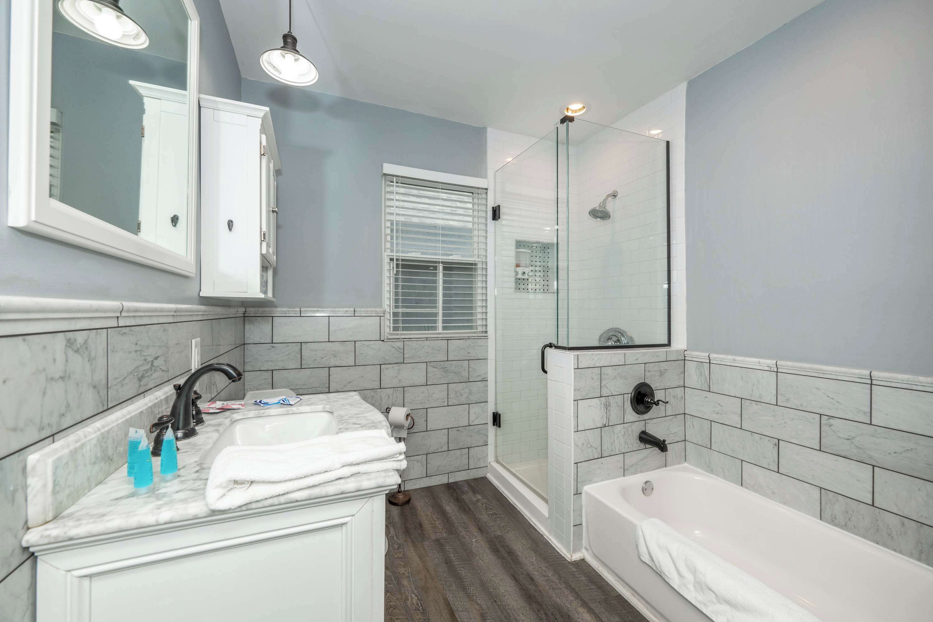 House, Multiple Beds, Hot Tub, Garden View (The Restful Roost) | Bathroom | Deep-soaking bathtub, hair dryer, towels