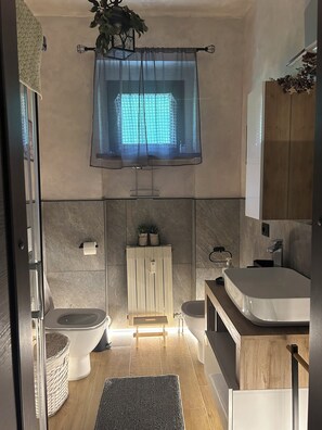 Séchoir à cheveux, serviettes fournies, savon, shampooing