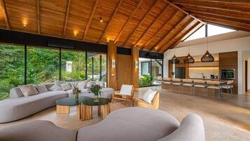 Villa, 4 Bedrooms, Ocean View | Living room | 72-inch LED TV with digital channels