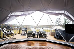 Terrace/patio - Luxury Geodesic Dome: Hot Tub, TV, & Lake Views (Cedar Bluff)