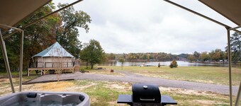 Lake Front Luxury Glamping Tent Suite: Hot Tub & Lake Views