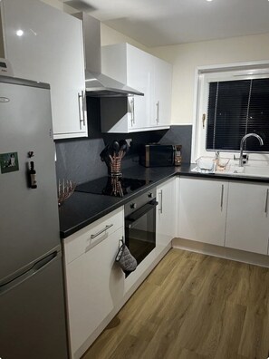 Fridge, microwave, oven, toaster