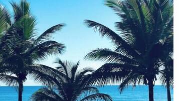 On the beach, sun loungers, beach towels