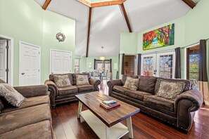 TV connectée, cheminée, livres