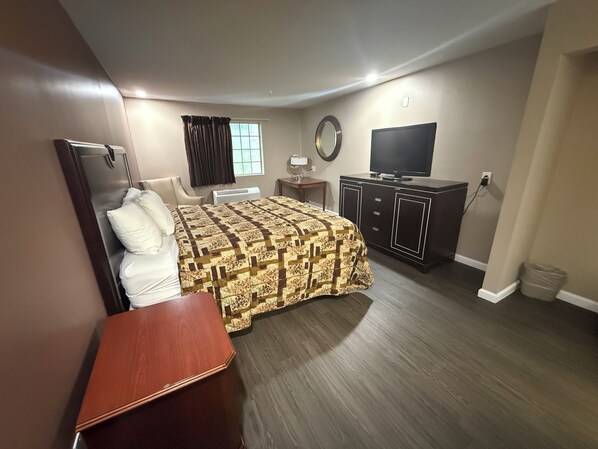 Premium bedding, pillow-top beds, desk, laptop workspace