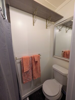 Towels, soap, shampoo, toilet paper