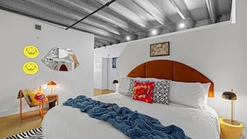 1 bedroom, desk, iron/ironing board, travel crib