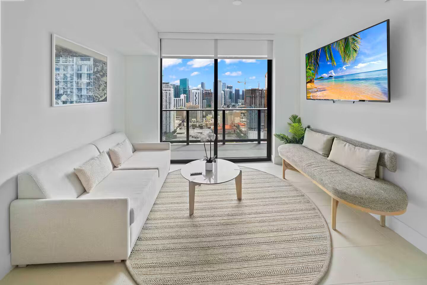 Luxury-Apartment, Stadtblick | Wohnbereich