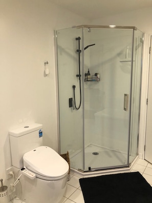 Bidet, serviettes fournies, savon, shampooing