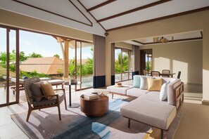 Suite, 1 soverom, balkong (Dining, Outdoor Private Pool) | Minibar, safe på rommet, blendingsgardiner og strykejern/-brett