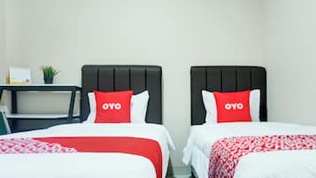 Desk, free WiFi, bed sheets