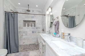 Hair dryer, soap, shampoo