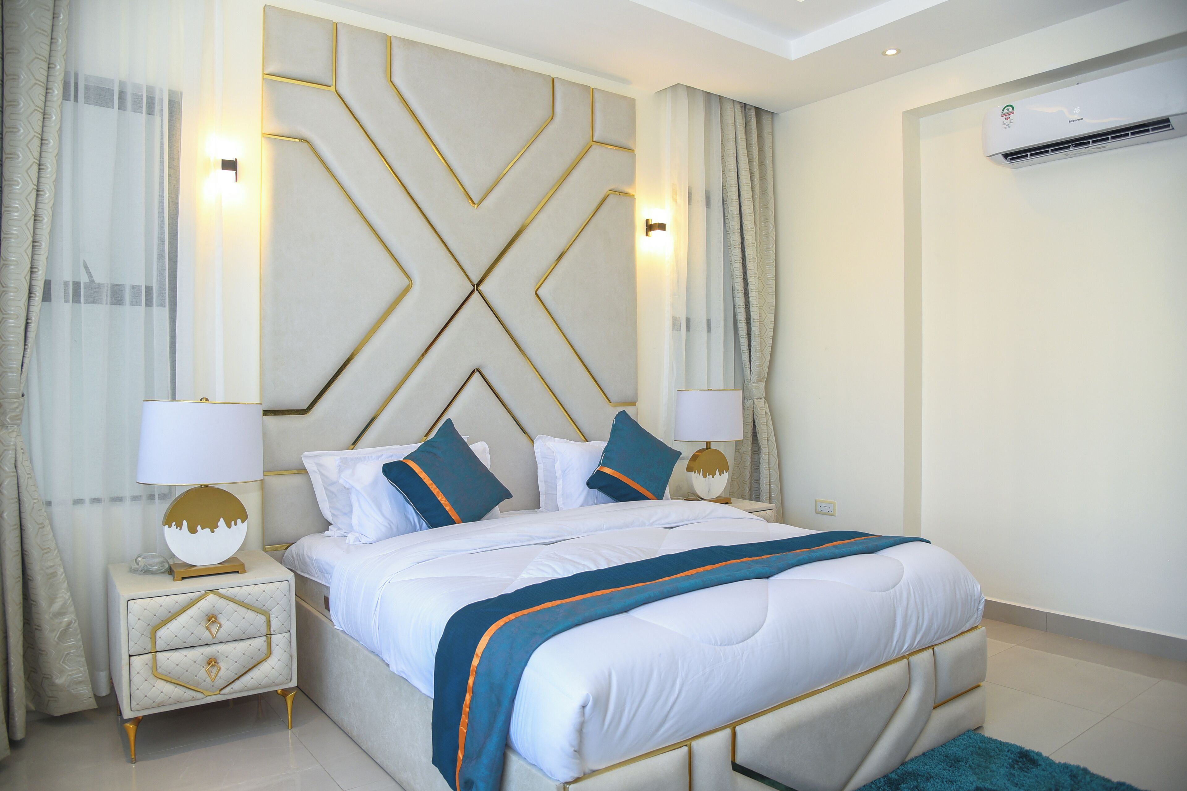 Egyptian cotton sheets, premium bedding, laptop workspace