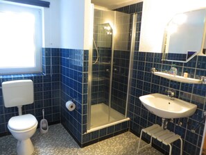 Shower, hair dryer, towels - Apartment 'Waldblick' with Wi-Fi (Aerzen-Gellersen)