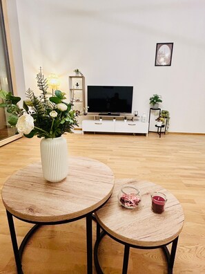 Luxury Apartment, Balcony, City View | Living area | Flat-screen TV - New Luxury Apartmen Metro Station (Prague)