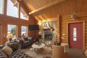 Smart TV, fireplace - Birch Haven | Spectacular Lakefront Log Cabin (Cornucopia)