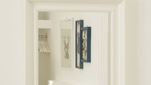 A room with a bed, a mirror, and wall-mounted artwork. - FalcoMarino (Polignano a Mare)