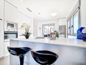 Fridge, microwave, oven, dishwasher
