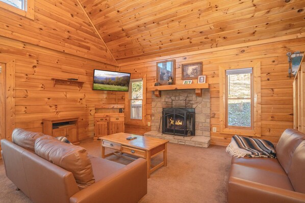 TV, fireplace, video games, foosball