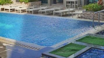 Outdoor pool, pool loungers