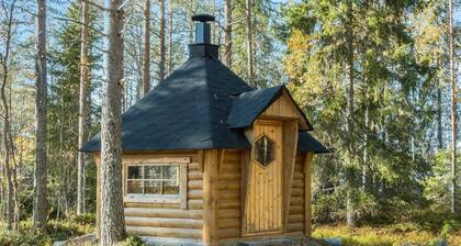 Peurakangasranta 4 * luxury logcabin in Ranua, lakeside in the forest with AC