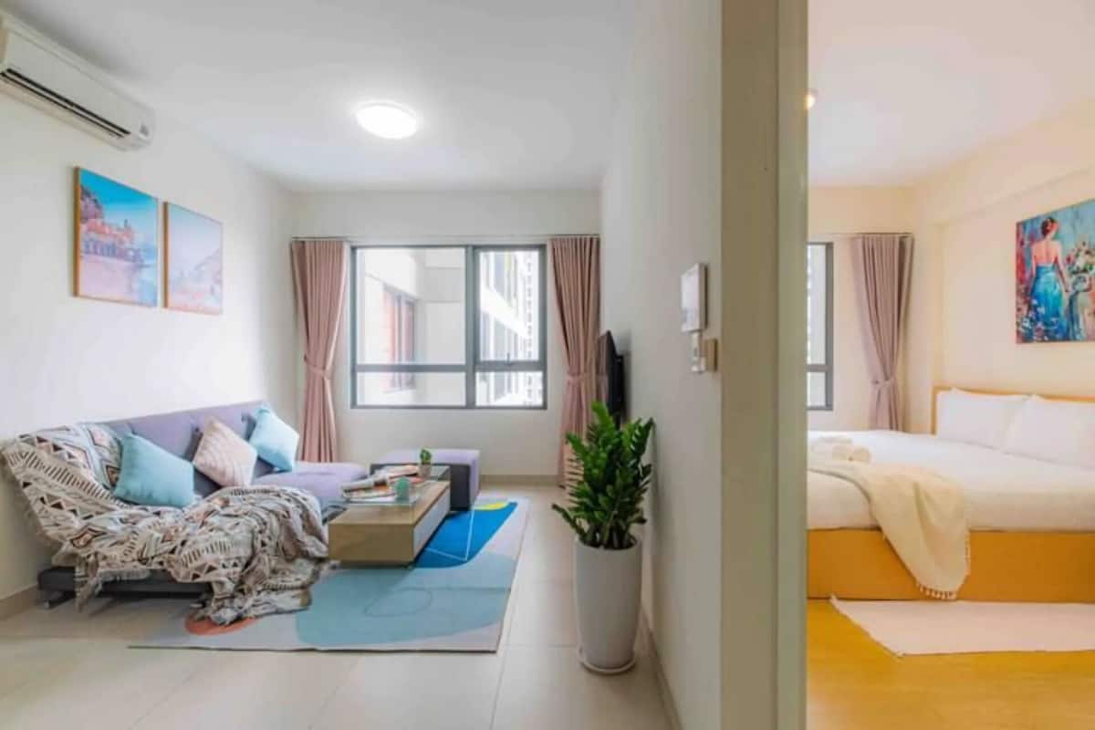 Deluxe Apartment, 1 Bedroom, Balcony, Pool View | 1 bedroom, memory-foam beds, desk, laptop workspace