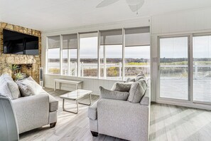 House (3 Bedrooms) | Interior - Dock & Fire Pit: Riverfront Runaway Bay Retreat (Bridgeport)