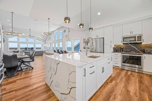 Fridge, microwave, oven, stovetop - Premier Soundfront w/ Pool, Hot Tub, Elevator, EV Charger, Theater & Game Rooms (Avon)