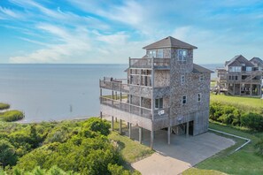 Surf or Sound Realty - 1203 - Sound Bound - Exterior -2 - Soundfront Home w/ Private Windsports Access, Hot Tub, Stunning Views (Waves)