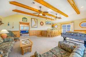 Smart TV, foosball, books