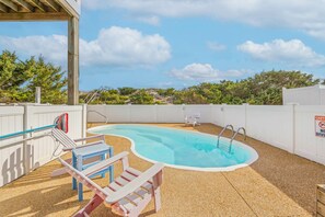 Outdoor pool - Oceanfront Home in Avon with Pool, Hot Tub, and Private Boardwalk to the Beach (Avon)