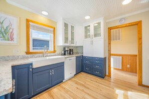 Fridge, microwave, oven, stovetop - Oceanfront Home in Avon with Pool, Hot Tub, and Private Boardwalk to the Beach (Avon)