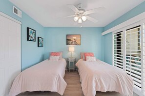 2 bedrooms, desk, iron/ironing board, travel cot