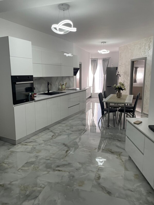 Private kitchen - Charming 3-bedroom apartment with WiFi, AC in lovely Lugoj (Lugoj)