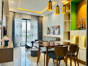 Deluxe Apartment, 2 Bedrooms, City View | Memory foam beds, desk, laptop workspace, blackout drapes - Saigon Skyline at The Sun Avenue (Ho Chi Minh City)