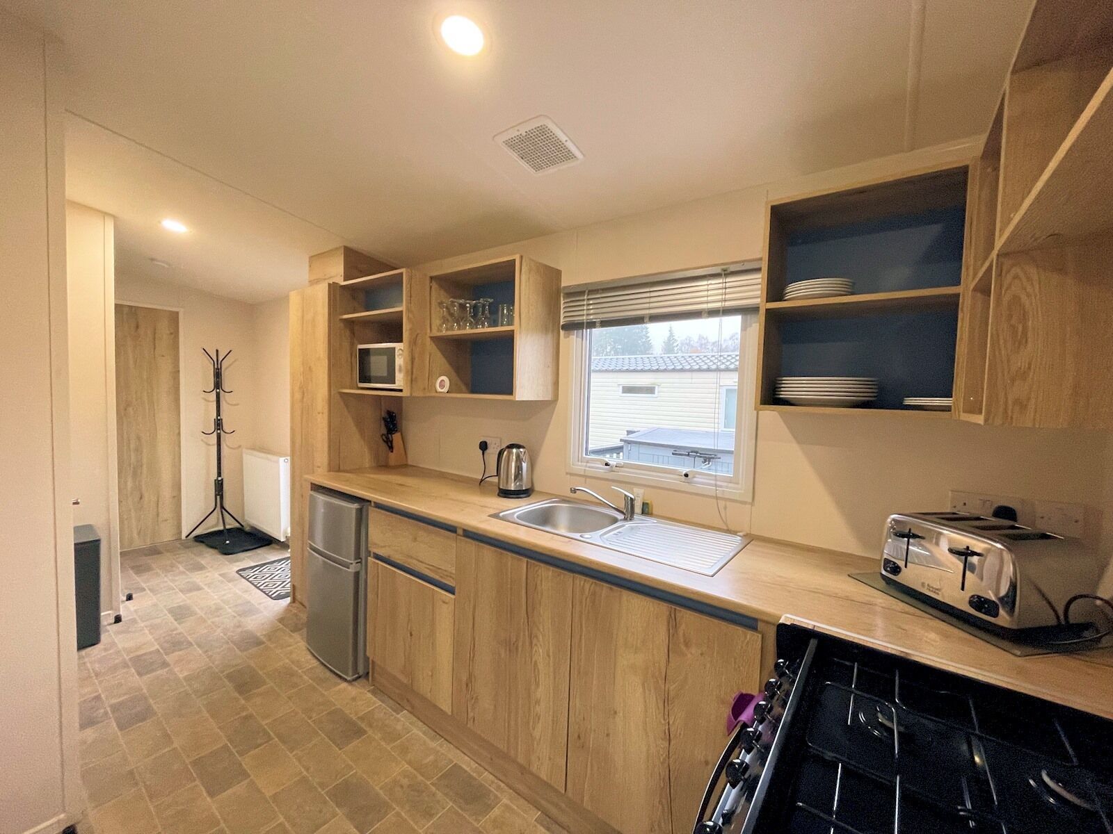 Fridge, microwave, oven, toaster