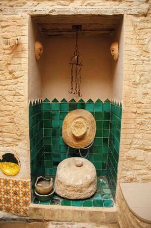 Hair dryer, bidet, towels, soap