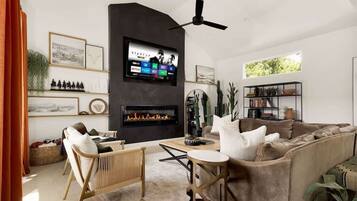 Smart TV y chimenea